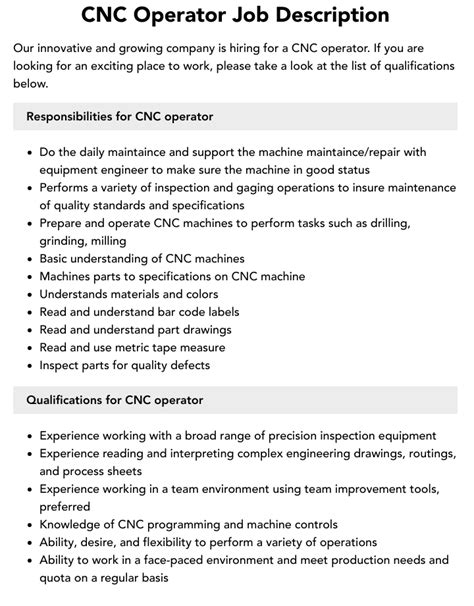 Cnc Operator Job Description [+2024 TEMPLATE] .